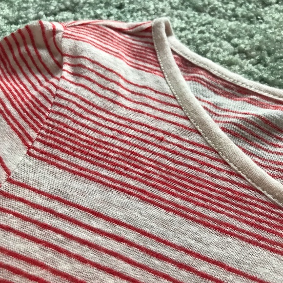 BANANA REPUBLIC Cream and Pinkish-Coral Striped Tee, Long Sleeve - Picture 5 of 10